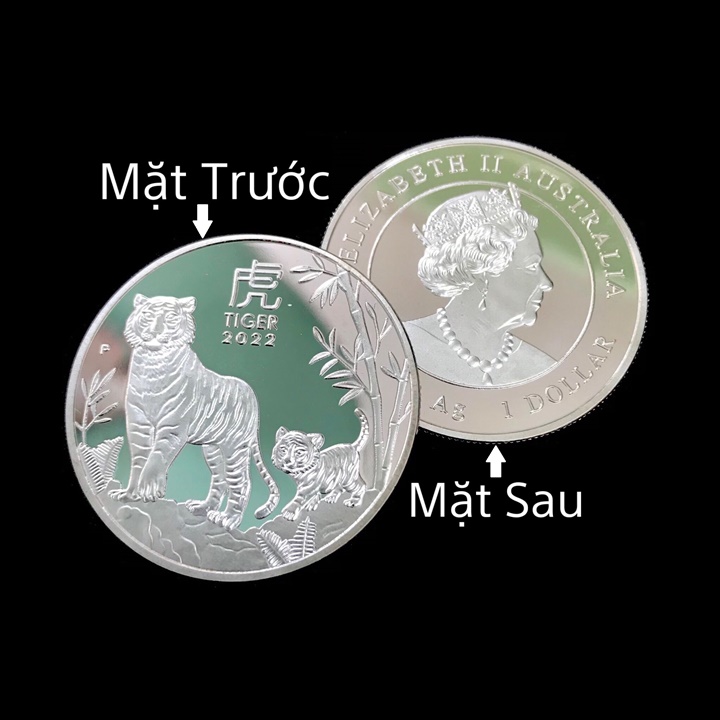 Móc Khóa Xu Úc Hình Con Hổ Mạ Bạc - SP005413